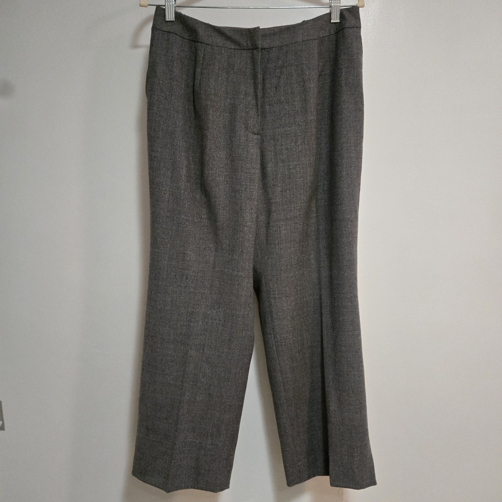 Talbots Sz 12w Gray Wool Blend Lined Eased Waist Trouser Dress Pant Italy Fabric